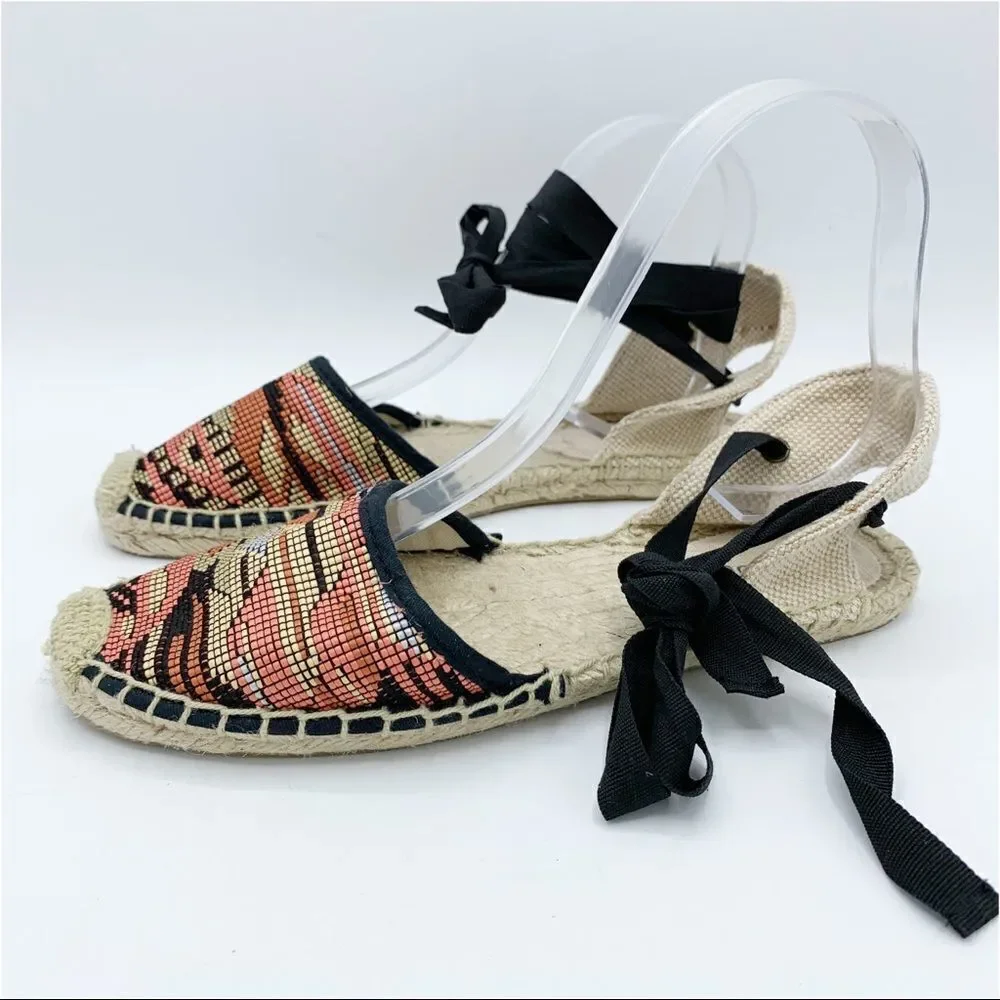 Soludos Colorful Low Heel Lace Up Espadrilles Sz 7I‎